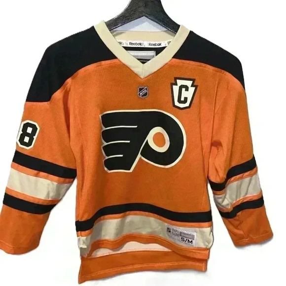 NHL PHILADELPHIA FLYERS ICE HOCKEY JERSEY REEBOK Youth S/M GIROUX #28 Size SM - Picture 2 of 4